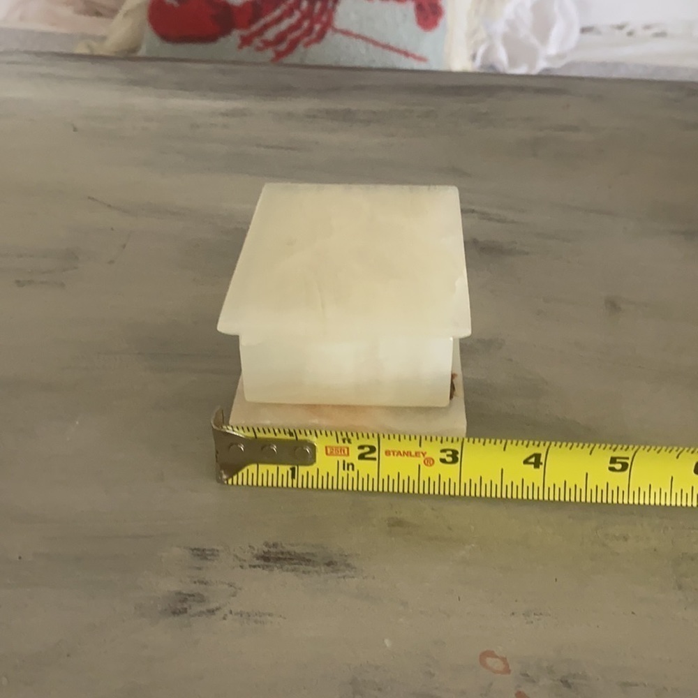 Vintage Marble Hinged Lid Trinket Box Ivory​​​​​​​​ - Picture 8 of 10